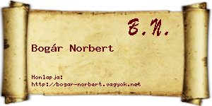 Bogár Norbert névjegykártya